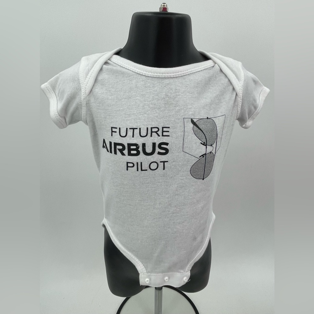 Future Airbus Pilot White Airplane‎ Baby Bodysuit - One Piece Infant Size 12 Mos